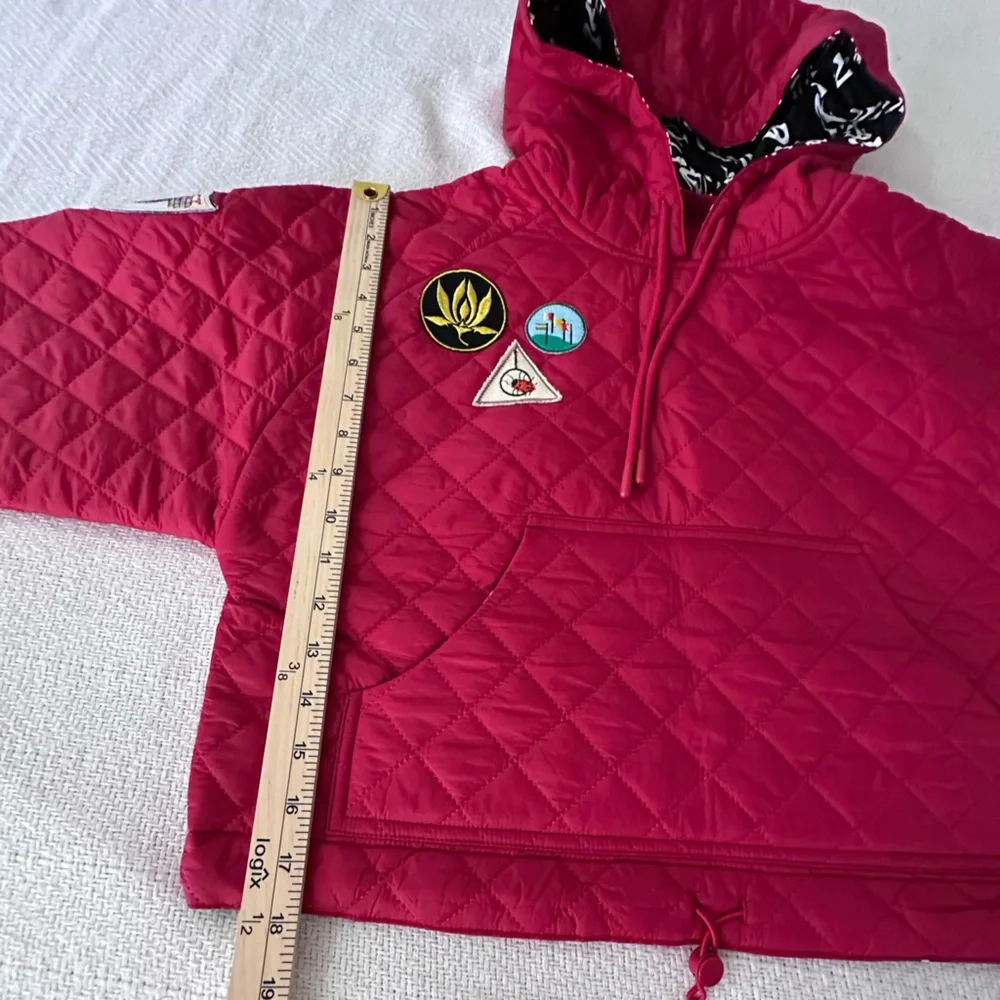 Desigual Women's Red Cropped Quilted Padded Hooded Jacket Size Small - Picture 10 of 12